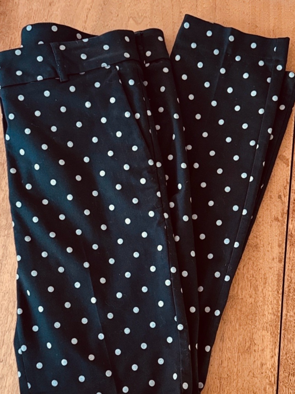 Masai Black and white /cream Polka Dot Straight-Leg Pants, size Medium